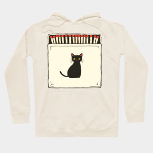 Vintage Matchbook Aesthetic, Retro Cat Illustration Hoodie