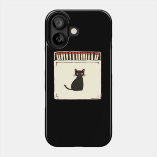 Vintage Matchbook Aesthetic, Retro Cat Illustration Phone Case