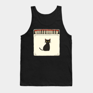 Vintage Matchbook Aesthetic, Retro Cat Illustration Tank Top