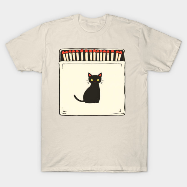 Vintage Matchbook Aesthetic, Retro Cat Illustration T-Shirt by Pixel Threads 