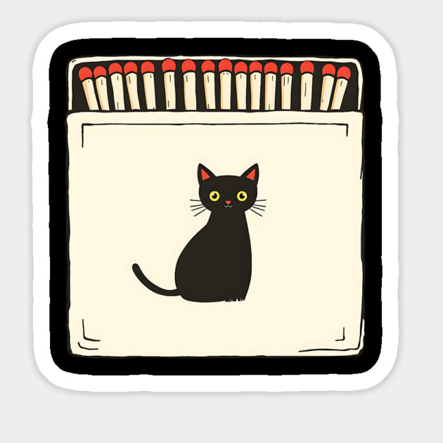Vintage Matchbook Aesthetic, Retro Cat Illustration Magnet by Pixel Threads 