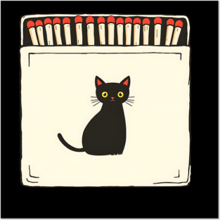 Vintage Matchbook Aesthetic, Retro Cat Illustration Posters and Art