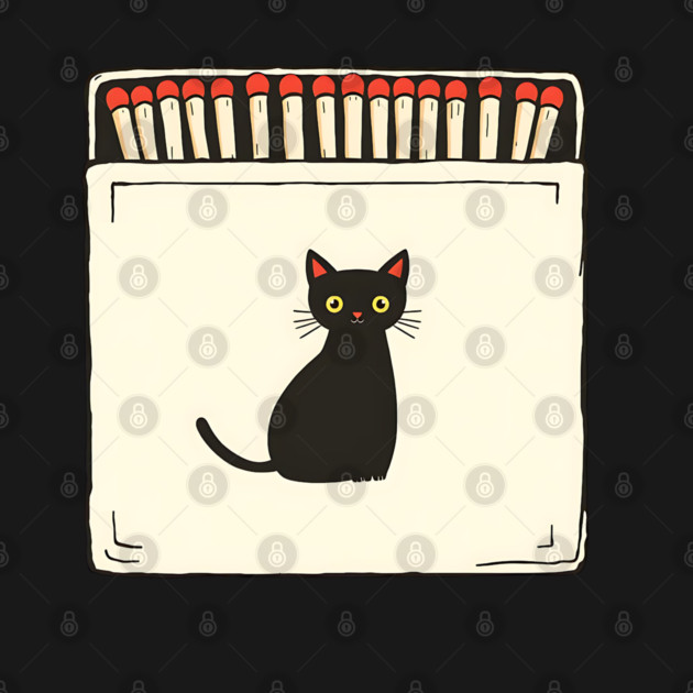 Vintage Matchbook Aesthetic, Retro Cat Illustration by Pixel Threads 