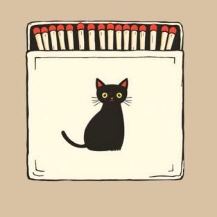 Vintage Matchbook Aesthetic, Retro Cat Illustration T-Shirt