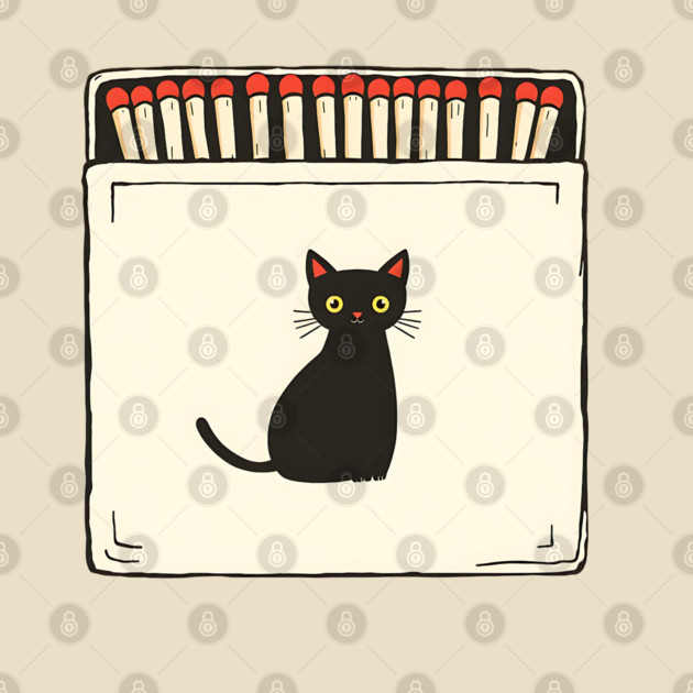 Vintage Matchbook Aesthetic, Retro Cat Illustration by Pixel Threads 