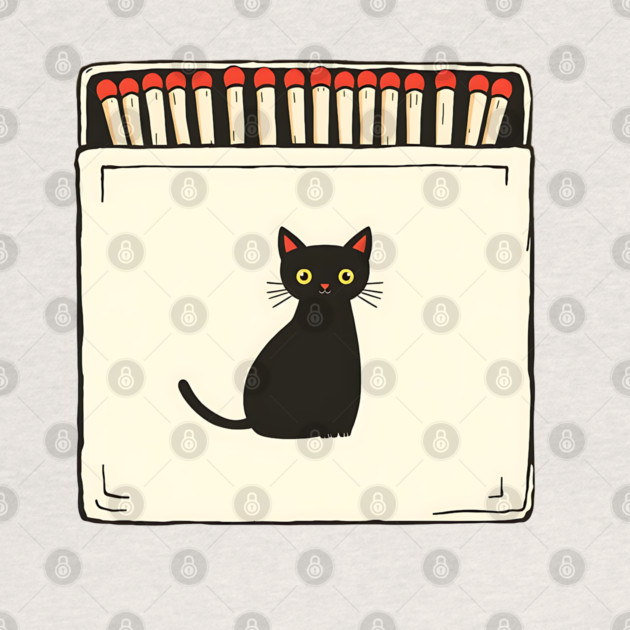 Vintage Matchbook Aesthetic, Retro Cat Illustration by Pixel Threads 