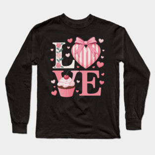 Concha Love Valentine's Day Mexican Sweet Pan Dulce Lover Long Sleeve T-Shirt