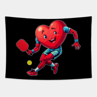 Valentine's Day Heart Pickleball Team Player Sports Tapestry