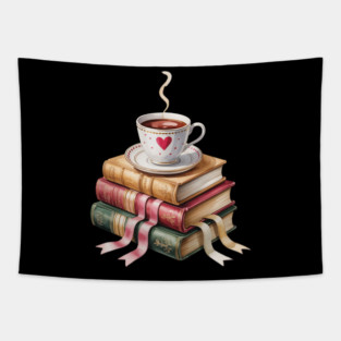 Book Lover Valentine, Bookworm Coffee Tapestry