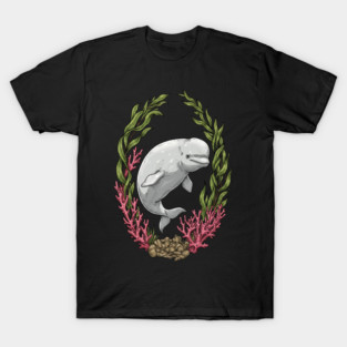 Beluga Whale Kelp And Coral Vintage Art T-Shirt