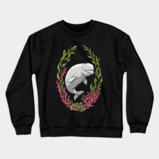 Beluga Whale Kelp And Coral Vintage Art Crewneck Sweatshirt