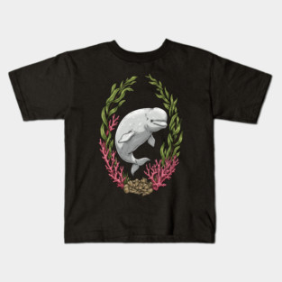 Beluga Whale Kelp And Coral Vintage Art Kids T-Shirt