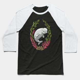 Beluga Whale Kelp And Coral Vintage Art Baseball T-Shirt