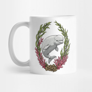 Beluga Whale Kelp And Coral Vintage Art Mug
