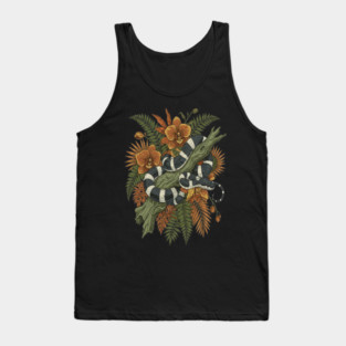 Banded Krait Tropical Orchids Vintage Art Tank Top