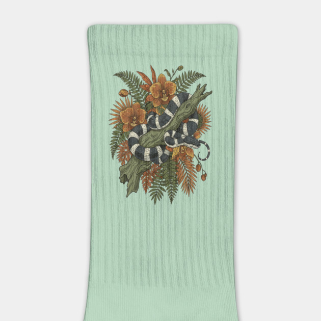 Banded Krait Tropical Orchids Vintage Art by BirdsnStuff