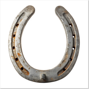Rustic Lucky Metal Horseshoe Posters and Art