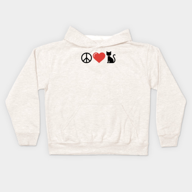 Peace Love Cats Kids Hoodie by CreativeSage