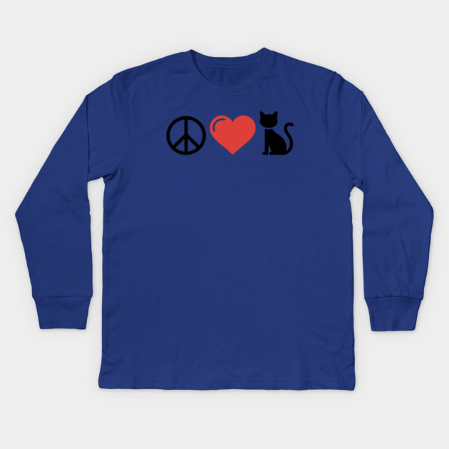 Peace Love Cats Kids Long Sleeve T-Shirt by CreativeSage