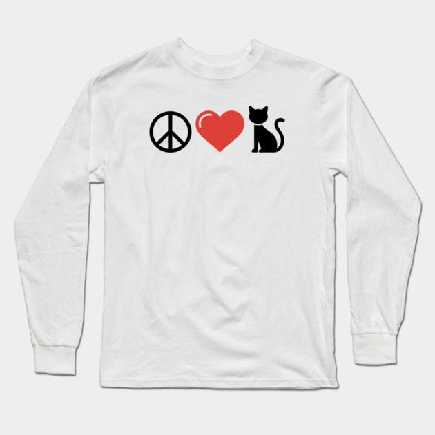 Peace Love Cats Long Sleeve T-Shirt by CreativeSage