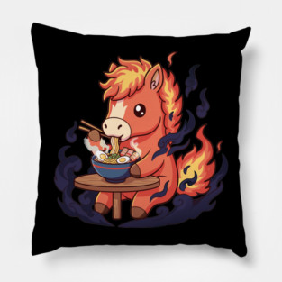 Horse Eating Ramen Pillow