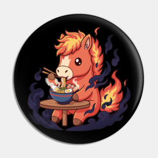 Horse Eating Ramen Pin