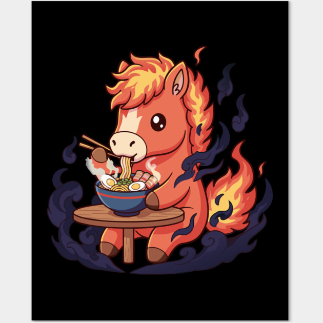 Horse Eating Ramen Wall Art by CreativeSage