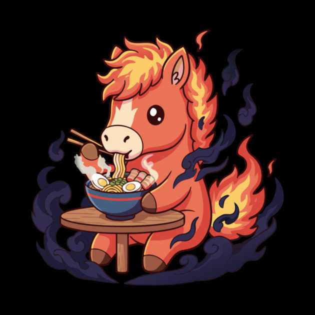 Horse Eating Ramen by CreativeSage