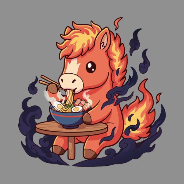 Horse Eating Ramen by CreativeSage