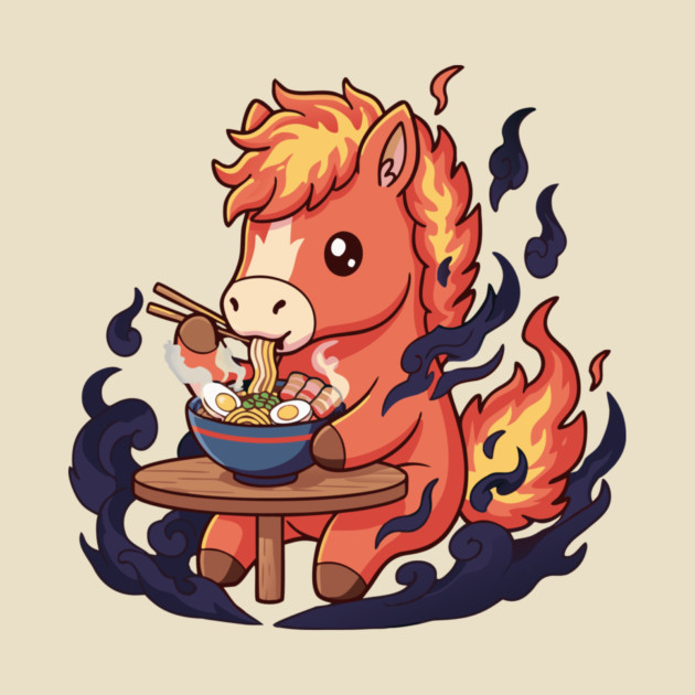 Horse Eating Ramen by CreativeSage