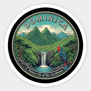 Dominica Caribbean Nature Vintage Travel Badge Sticker
