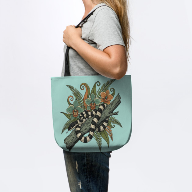 Banded Krait Orchids Fiddlehead Ferns Vintage Art by BirdsnStuff