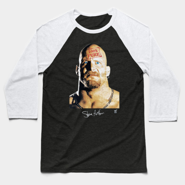 Stone Cold Steve Austin - 100% Pure - Wrestling Baseball T-Shirt by nicklower