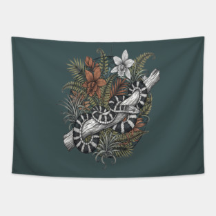 Malayan Krait Snake Vintage Illustration Tapestry