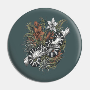 Malayan Krait Snake Vintage Illustration Pin