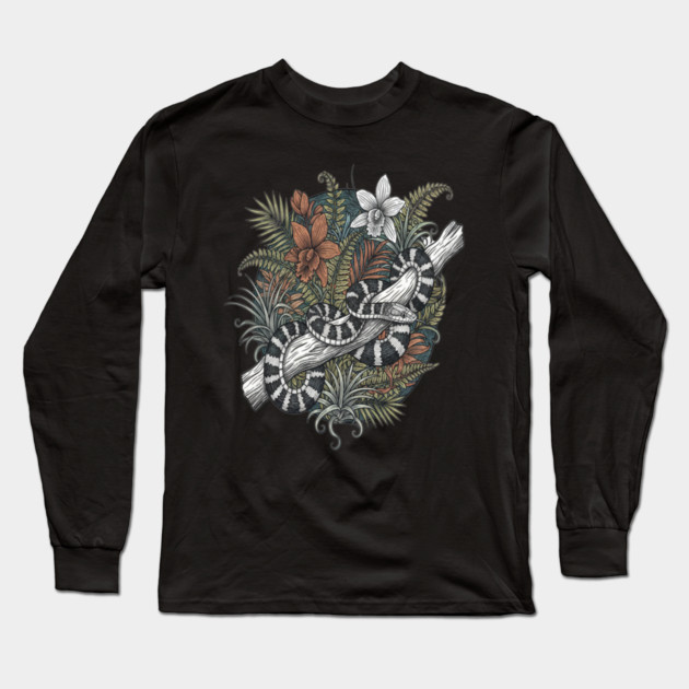 Malayan Krait Snake Vintage Illustration Long Sleeve T-Shirt by BirdsnStuff