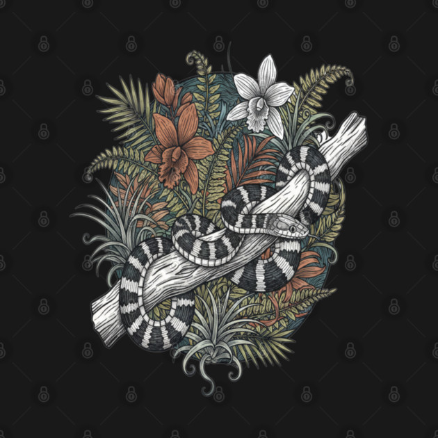 Malayan Krait Snake Vintage Illustration by BirdsnStuff