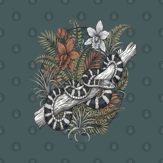 Malayan Krait Snake Vintage Illustration by BirdsnStuff