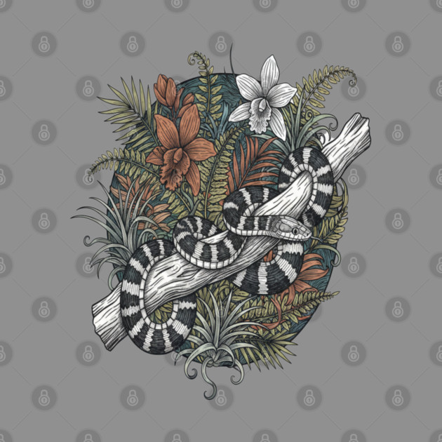 Malayan Krait Snake Vintage Illustration by BirdsnStuff