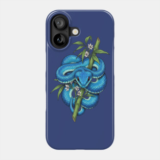 Blue Pit Viper Bamboo Vintage Illustration Phone Case