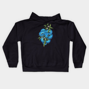 Blue Pit Viper Bamboo Vintage Illustration Kids Hoodie