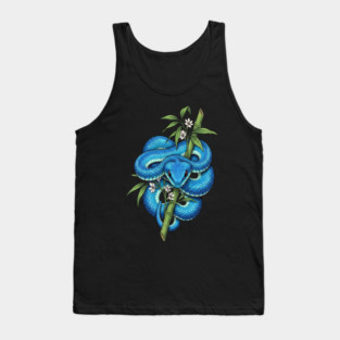Blue Pit Viper Bamboo Vintage Illustration Tank Top