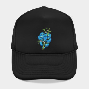 Blue Pit Viper Bamboo Vintage Illustration Hat