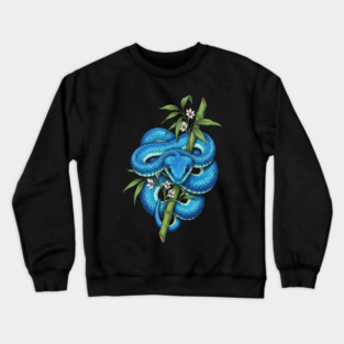Blue Pit Viper Bamboo Vintage Illustration Crewneck Sweatshirt