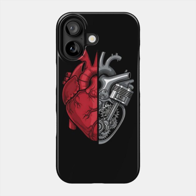 Engine of the Heart Half Flesh Half Machine Phone Case by Designed By Marty