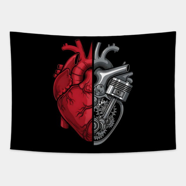 Engine of the Heart Half Flesh Half Machine Tapestry by Designed By Marty