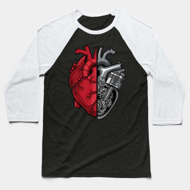 Engine of the Heart Half Flesh Half Machine Baseball T-Shirt by Designed By Marty