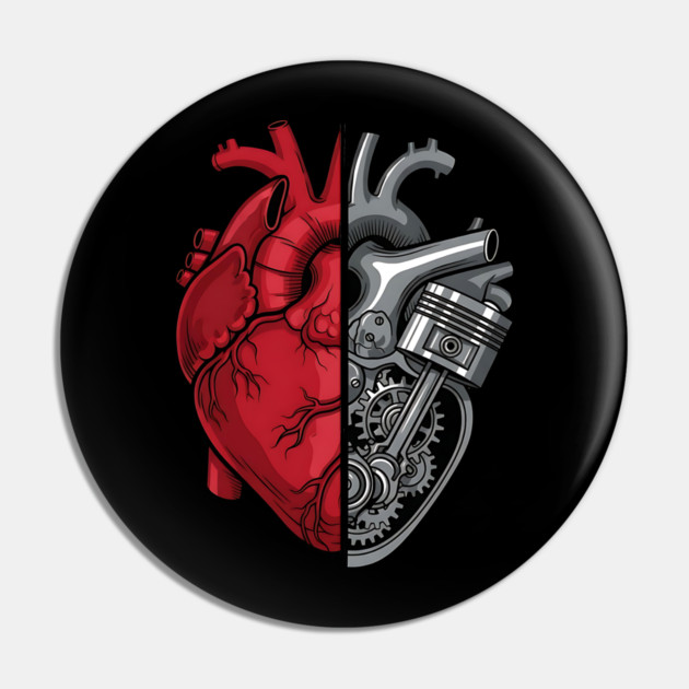 Engine of the Heart Half Flesh Half Machine Pin by Designed By Marty