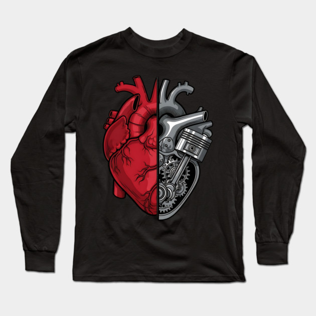 Engine of the Heart Half Flesh Half Machine Long Sleeve T-Shirt by Designed By Marty