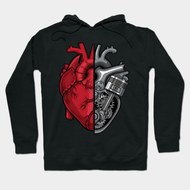 Engine of the Heart Half Flesh Half Machine Hoodie by Designed By Marty